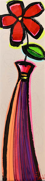 Crimson Elegance by MÉLAN, Mixed Media on Canvas, 48 × 12 in