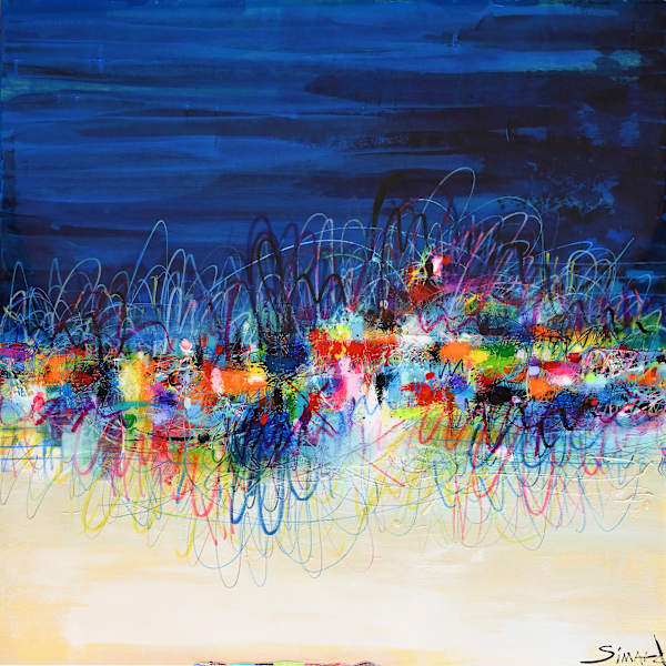 Horizon of Hope by MÉLAN, Mixed Media on Wood, 40 × 40 in