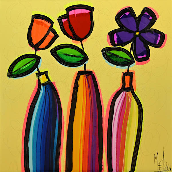 Three of a Kind by MÉLAN, Mixed Media on Canvas, 40 × 40 in